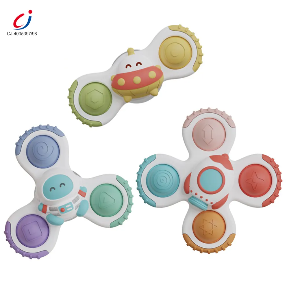 Chengji – jouets de bain pour bébé, ventouse sensorielle en silicone, toupie à rotation, 3 pièces