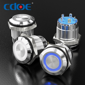 Kısa gövde 16mm Control basmalı düğme anahtarı 12V Control IP67 Metal paslanmaz çelik yeşil işıklı buton kontrol ekipmanları için - Product Image 1