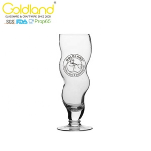 Hand Blown Colored Creative Hurricane Glasses Custom <strong>Blue</strong> Rim Hurricane <strong>Cocktail</strong> Glass Pina Colada Drinking Glassware - Product Image 2