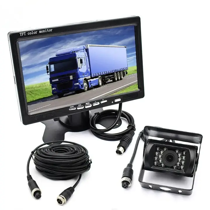 Veículo IR LED Back-up Câmera reversa Conector de 4 pinos + 7 "LCD a cores TFT Monitor de visão traseira 800*480 para Bus Truck RV