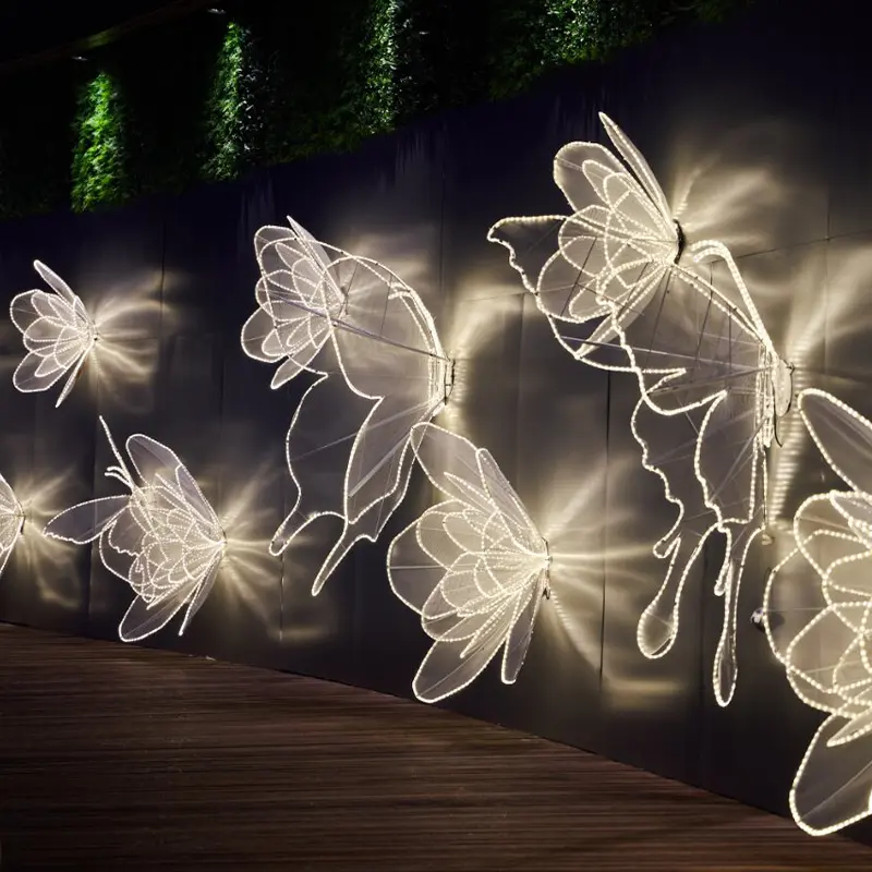 Personalizzato 3D Led motivo a farfalla luci paesaggio all'aperto illuminazione festa di natale festa di nozze decorazione commerciale