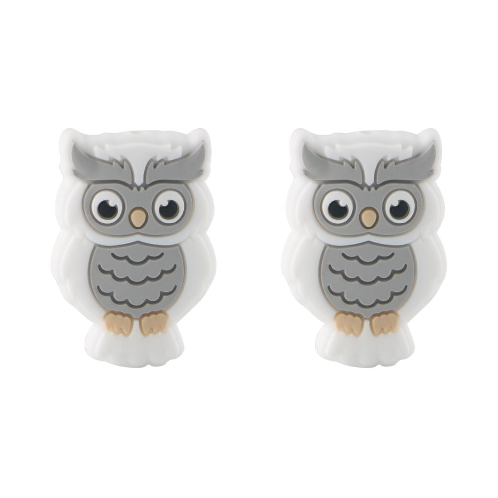 ลูกปัดนกฮูกรูปสัตว์มีโฟกัส SA321สีขาว