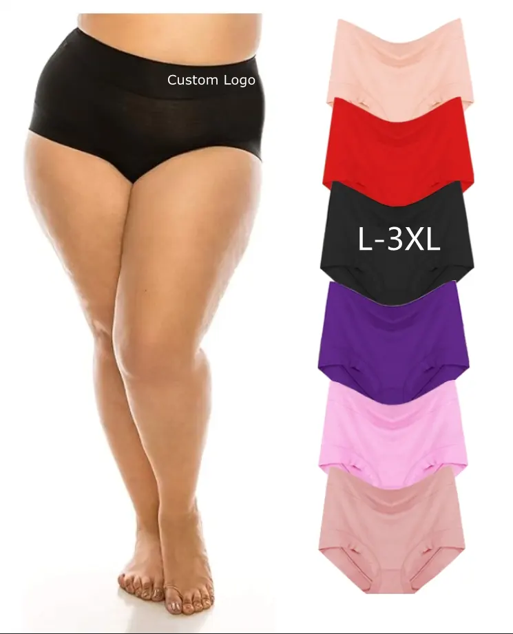 Roupa íntima sem costura na fábrica de Shantou Calcinha Full Brief feminina Respirável XL XXL XXXL