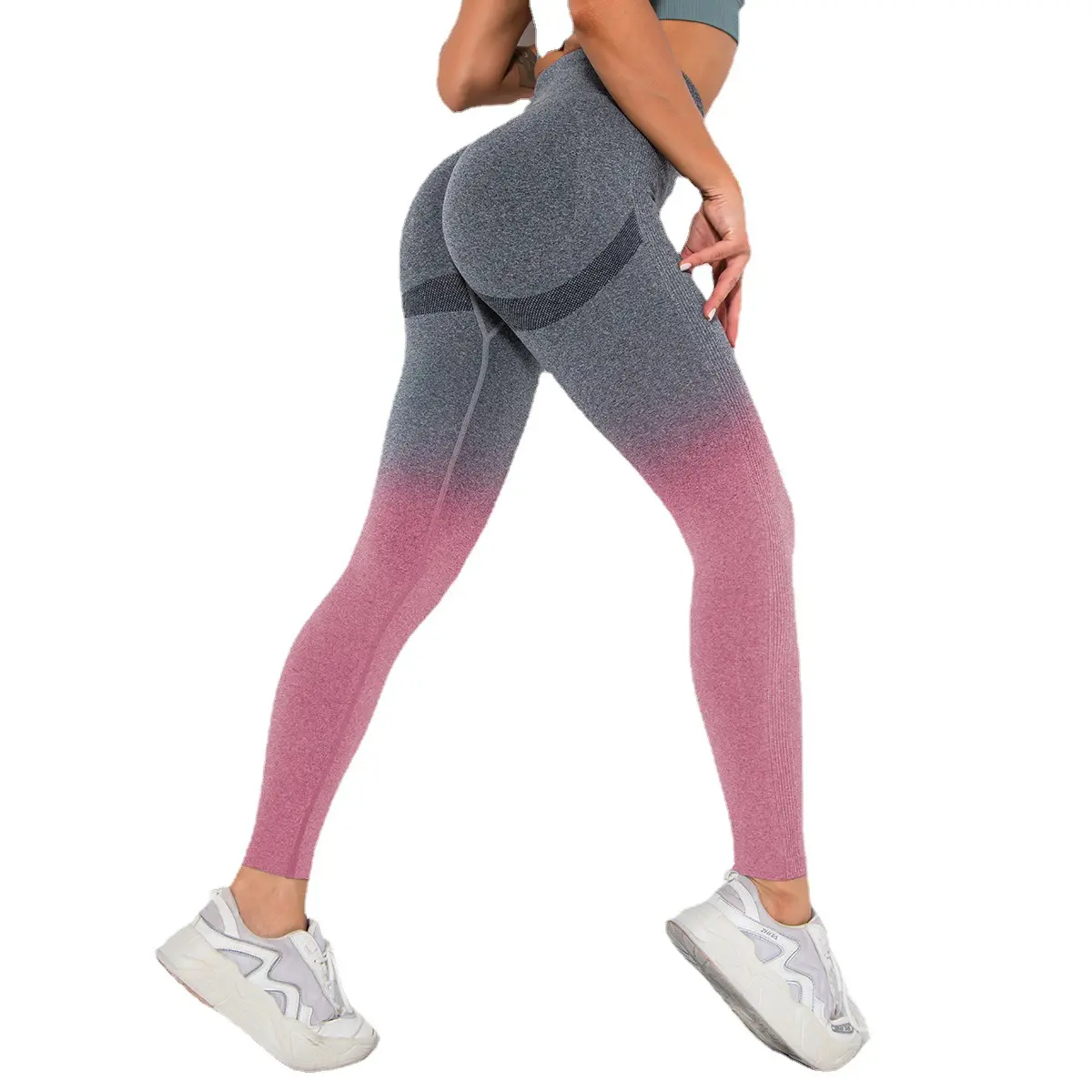 Seamless Gradient Smiley Face Yoga Pantalones Skinny Hip Lift Fitness Sports Running Ropa Mujer