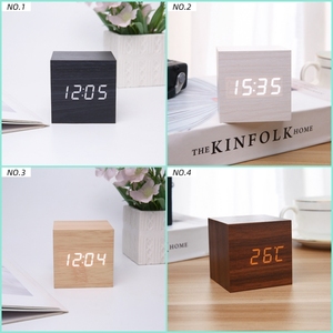 Despertadores LED de madera Temperatura Reloj electrónico Control de sonidos Pantalla LED digital Reloj de mesa de escritorio - Product Image 6