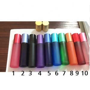 1/3 OZ 10 ML 6ml詰め替え空の黒い香水ガラスロールオンボトル、ローラーボール付き - Product Image 6