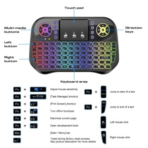Air Mouse inalámbrico portátil y Mini teclado de mano RGB Controles remotos retroiluminados para Android TV Box y Mini teclado - Product Image 3