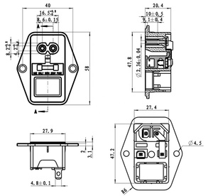 C8電源ソケットIEC60320ねじ取り付けヒューズメスソケットプラグアダプターレッドライトロッカースイッチとヒューズホルダー付き - Product Image 2