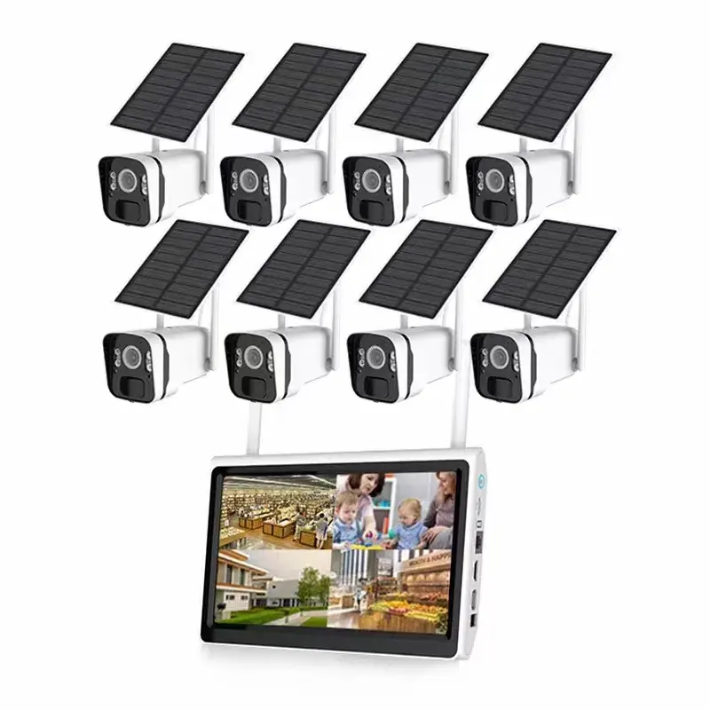 4MP 8CH Full HD Bateria De Energia Solar Wifi Bala Câmera NVR Kit Sem Fio Ao Ar Livre Home Security CCTV Camera System