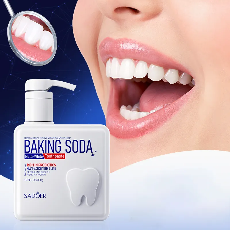 SADOER Bicarbonato de sodio Pasta de dientes Limpieza Blanqueamiento de dientes Pasta de dientes Cuidado bucal Probióticos Pasta de dientes de menta
