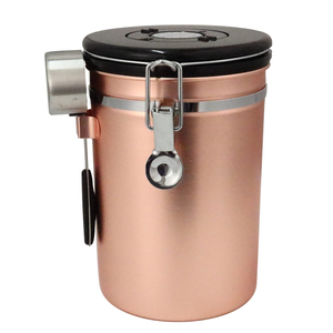 Stainless Steel <strong>1.8L</strong> Coffee Bean Airtight <strong>Jar</strong> Kitchen Food Storage Round Container With Spoon for Coffee Shop Use