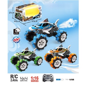 2.4GHz cá mập phun quay diễn viên đóng Thế trôi điều khiển từ xa Xe omni-directional ổ đĩa RC diễn viên đóng thế xe với ánh sáng âm nhạc - Product Image 5