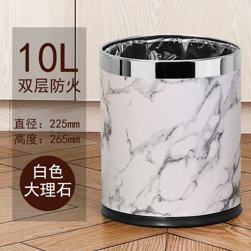 10L White Marble with Silver Ring
