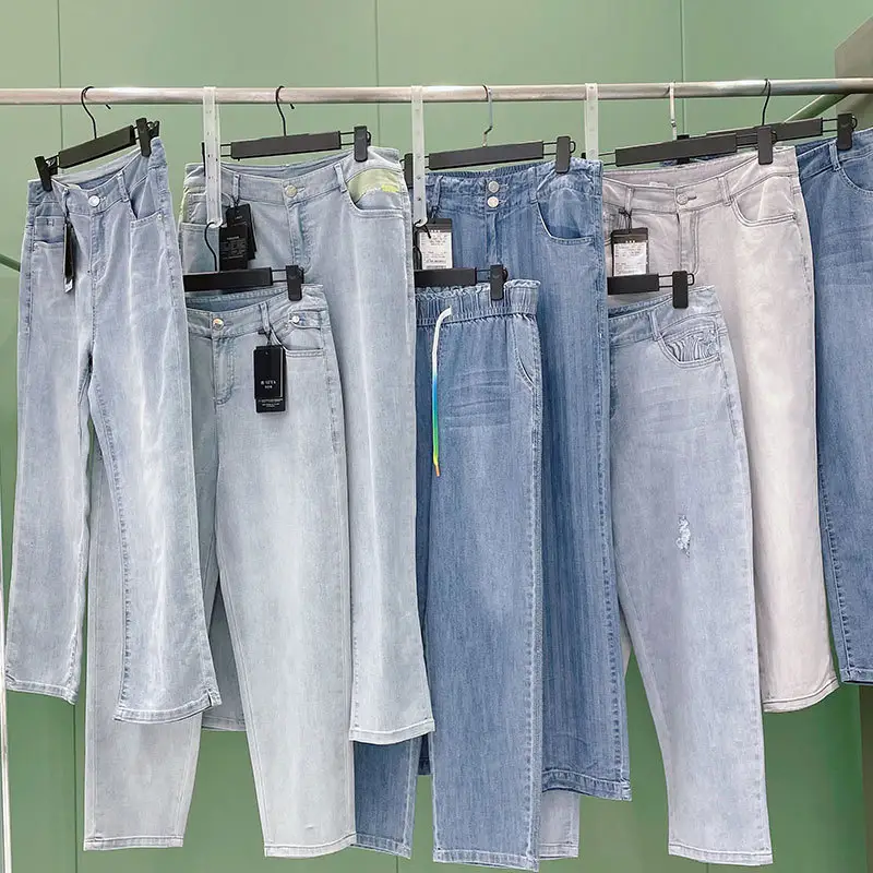 Celana panjang Jeans wanita bekas, celana panjang jins wanita, celana jins grosir, celana stok denim wanita, label potong