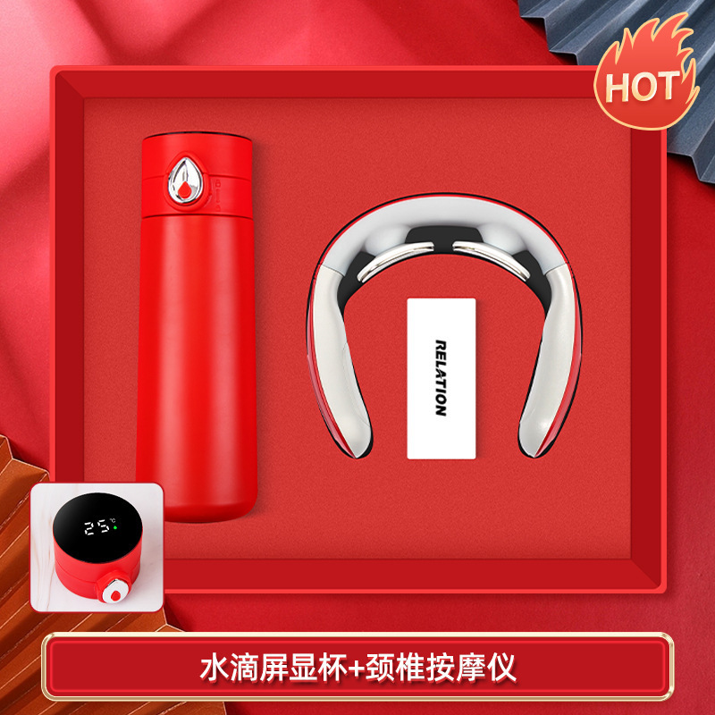 Waterdrop display cup cervical massager-red