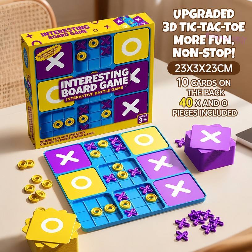 Nine-grid tic-tac-toe game-english color box