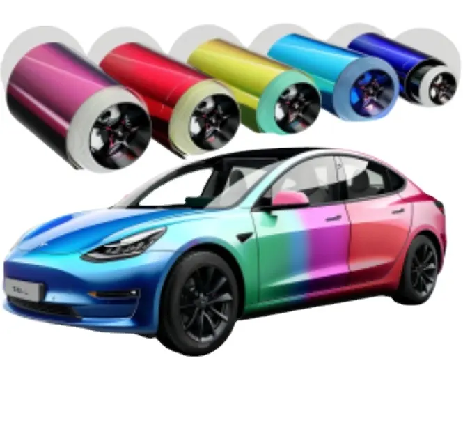 Low Moq Rainbow Color Changing Chameleon Change Sticker Ping Roll 3m Gold Holographic Foil Vinyl Car wrap film