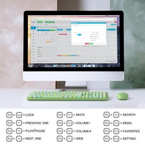 Colorful Full Size Wireless <strong>Keyboard</strong> and Mouse Combowith Number Pad Silent Cute Mouse 2.4GHz Dropout-Free Connection <strong>Keyboard</strong> - Product Image 5