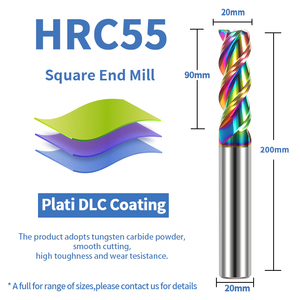 HANDERK Hrc55 DLC涂层铝铣刀实心硬质合金方形立铣刀数控刀具套装 - Product Image 3