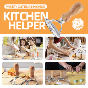 Kẽm Hợp Kim Bánh Ngọt Bánh Xe Cắt Khuôn Bánh Bao Làm Khuôn Biscuit Cắt <span class=keywords><strong>Cookie</strong></span> <span class=keywords><strong>Cutter</strong></span> Set Với <span class=keywords><strong>G</strong></span>ỗ Xử Lý - Product Image 4