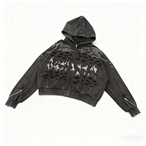 ชุดวิ่งจ๊อกกิ้งผ้าเทอร์รี่พิมพ์ลายดิจิทัลพลอยเทียมเปล่าคุณภาพสูงชุดวอร์มวินเทจผ้าเช็ดทำความสะอาดได้ - Product Image 2