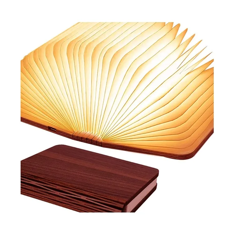 NEW Reading Book Shaped Light Custom Portable Led Book Lamp Folding Book Lamp USB Rechargeable Wooden Cover night lamp lighting