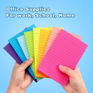 Plantillas de notas adhesivas reciclables con líneas de color al por mayor, papelería de oficina, Bloc de notas de pasta, blocs de notas 4x6 para uso en oficina