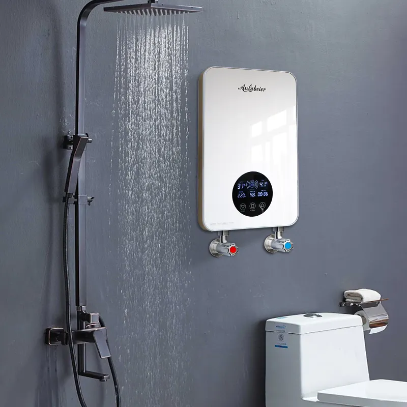 Douche murale à haute efficacité thermique chauffe-eau électrique instantané sans réservoir 12kw 220v sans réservoir