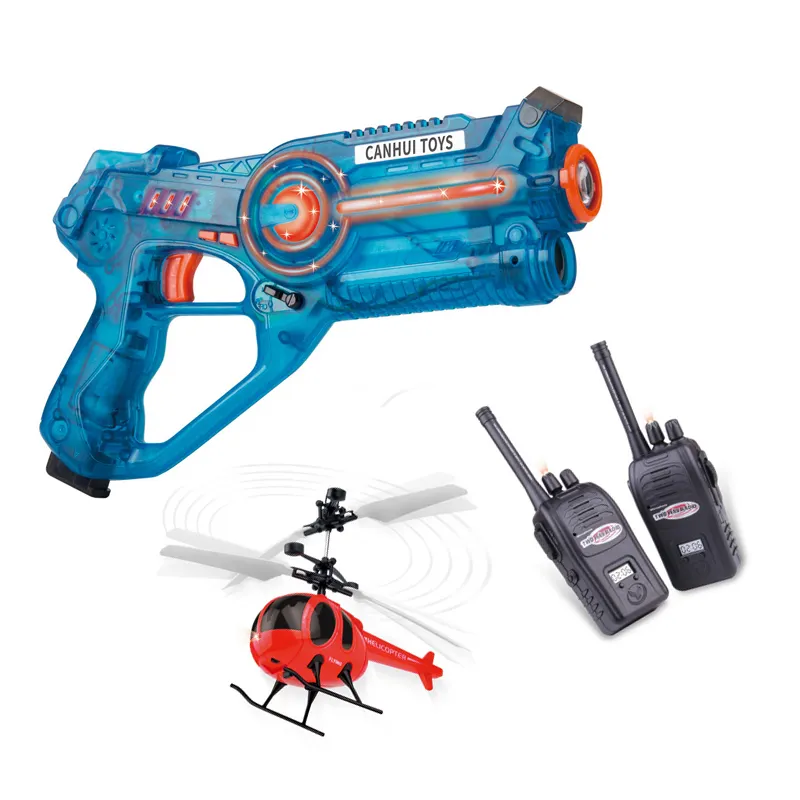 Luce suono elettrico giocattolo per bambini pistola laser con walkie talkie elicottero