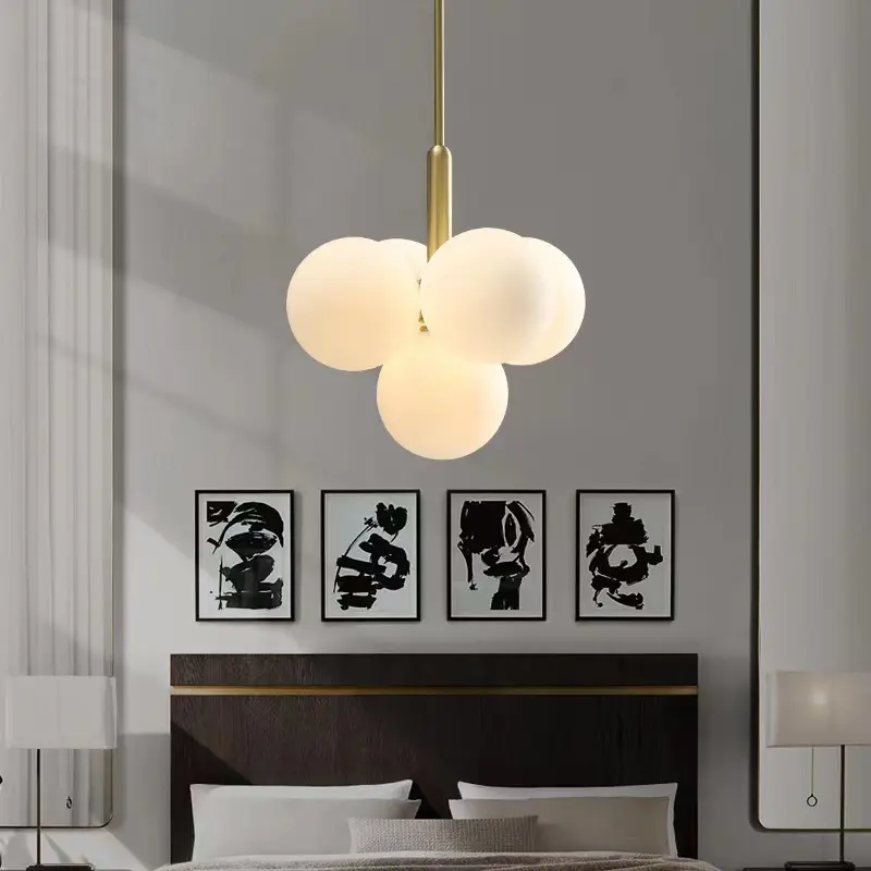 G9 tavan lambası 5 ampuller İskandinav orb bom işık oturma odası yemek odası yatak odası sanatsal anlamda cam avize demir