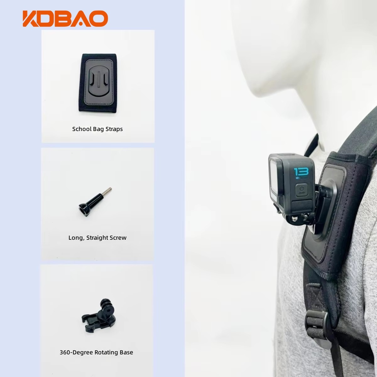 Black Backpack strap-360 rotating base