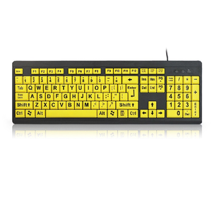 Teclado de computadora de impresión grande Usb con cable para usuarios de baja visión Teclados para juegos 104 de alto contraste - Product Image 1