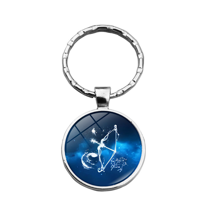 hengxinag twelve constellations time <strong>jewel</strong> <strong>key</strong> chain pendant cross-border new accessories ring car bag hanging gift - Product Image 3