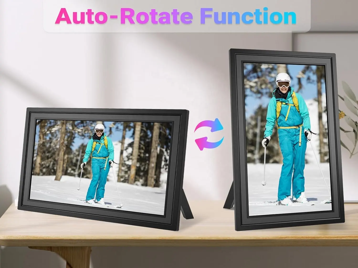 Cadre photo numérique FRAMEO Grand cadre photo numérique de 15.6 pouces Écran tactile IPS, mémoire intégrée de 32 Go, partage de photos via l'application Frameo