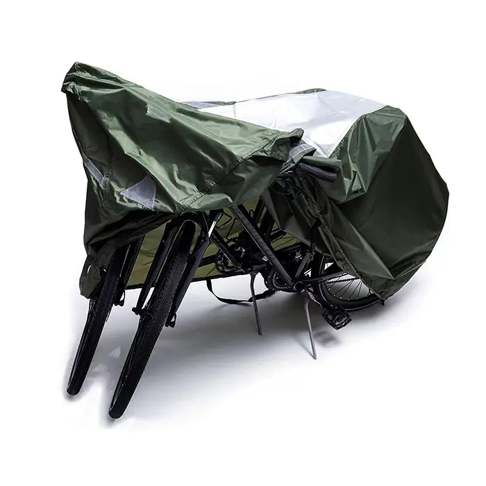 Sarung sepeda motor poliester tahan air, pelindung sepeda penuh luar ruangan perlindungan hujan matahari