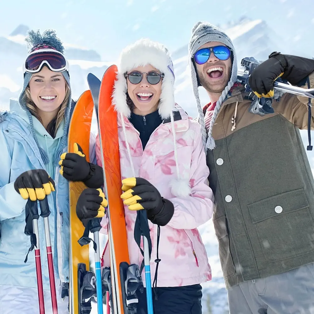 Ozero Männer und Frauen Kälte sichere wasserdichte Handgelenk riemen Wärme isolierte Arbeits handschuhe Outdoor-Sport Die Leder Winter Ski handschuhe