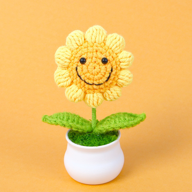 Mini plante en pot tournesol souriant à 5 cercles-jaune