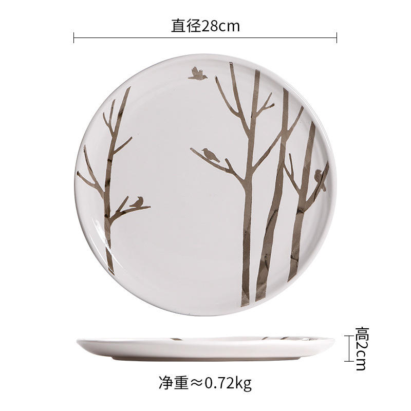 Les oiseaux volent dans la forêt 11 pouces grandes assiettes