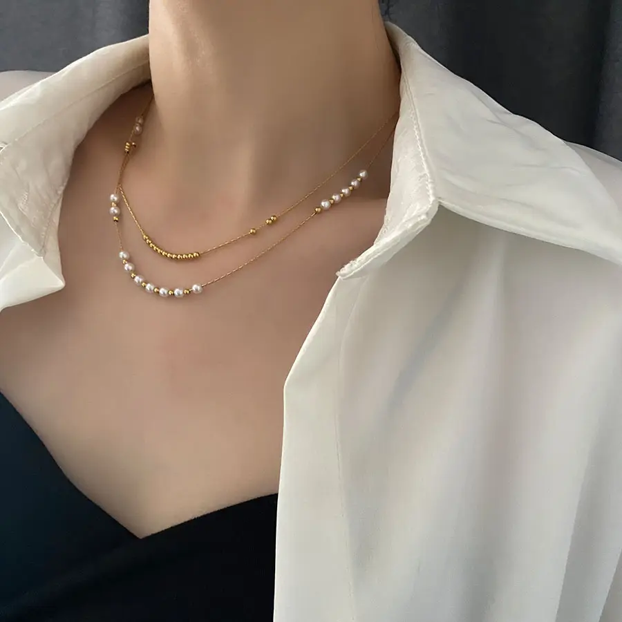 Collier de perles fait à la main pour femmes, modèles en or, vente en gros N2212134