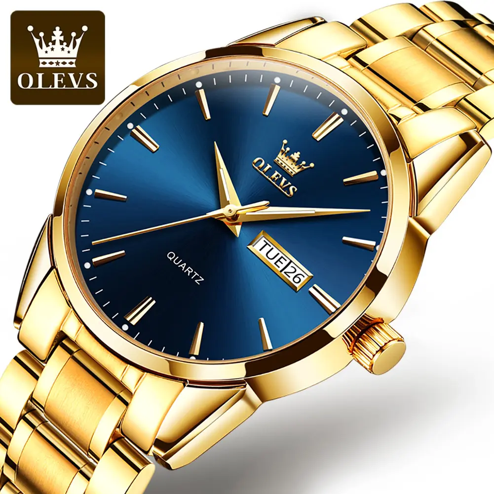 Olevs relógio de pulso masculino clássico, social, casual, cronógrafo, oem, relógio com logotipo de quartzo, 6898
