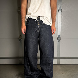 Baggy Quá Khổ Quá Khổ Cổ Điển Tùy Chỉnh Mô Hình Thiết Kế 3D Thêu Y2K Thẳng Chân Đen Axit Rửa Jeans Quần Cho Nam Giới - Product Image 5