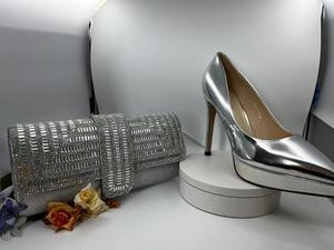 Giày Cưới Nigeria Và Túi Phù Hợp Với Xăng Đan Đính Đá Lấp Lánh Giày Cao Gót Cô Dâu Cho Nữ Bộ Giày Và Túi Xách Ý Nigeria - Product Image 2
