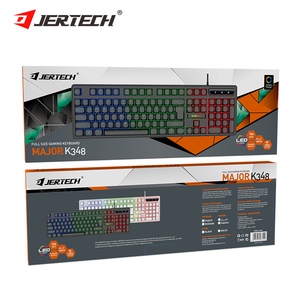 Teclados personalizados marca JERTECH K348, teclado árabe portátil de tamaño completo retroiluminado OEM, teclado LED arcoíris con cable para Juegos de oficina - Product Image 6
