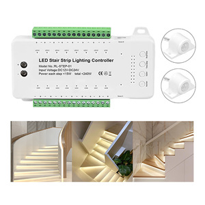 Sensor de movimiento LED de 16 canales, controlador de luz LED de escalera, sistema de control de iluminación de escalera de velocidad y brillo ajustable - Product Image 5