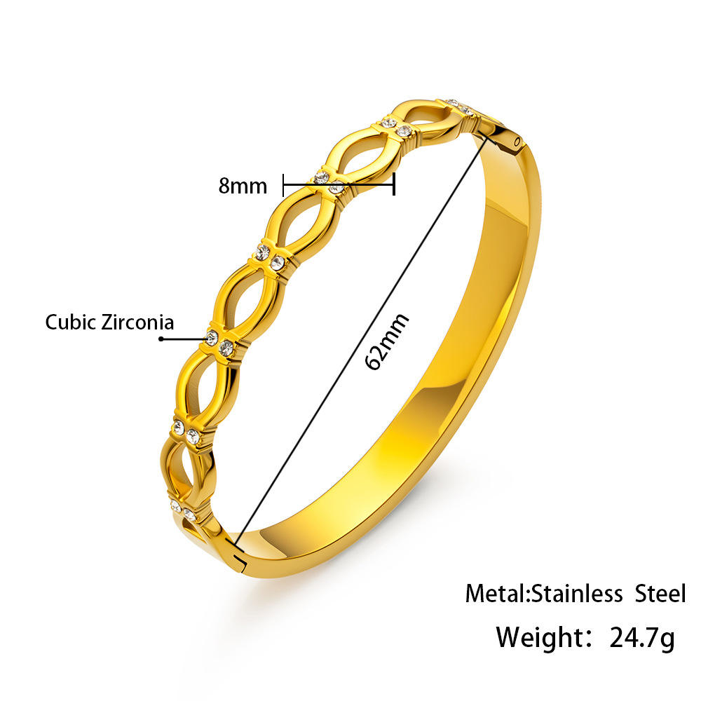 Hmsz027 - Bague double à maillons, zircon doré