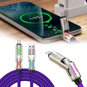 1m 1.5m fabrika 4-in-1 RGB LED ışık hızlı PD iyi fiyat aydınlık araba oyun çinko alaşım güç kalın USB hızlı şarj kablosu - Product Image 2
