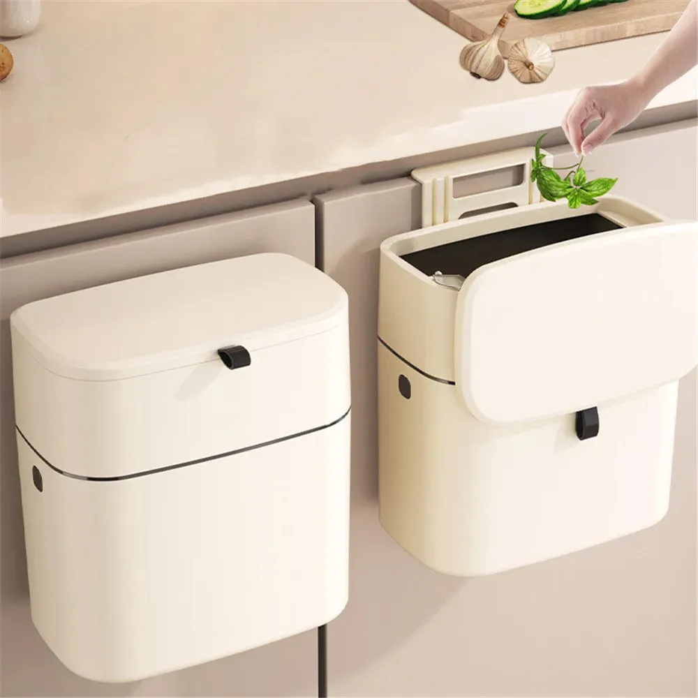 Lixo Do Banheiro Pode Para Porta Do Armário Montado Na Parede Lixeira Pendurada Com Tampa O Lixo De Cozinha Pode Contrapor Caixas Sob Resíduos De Pia
