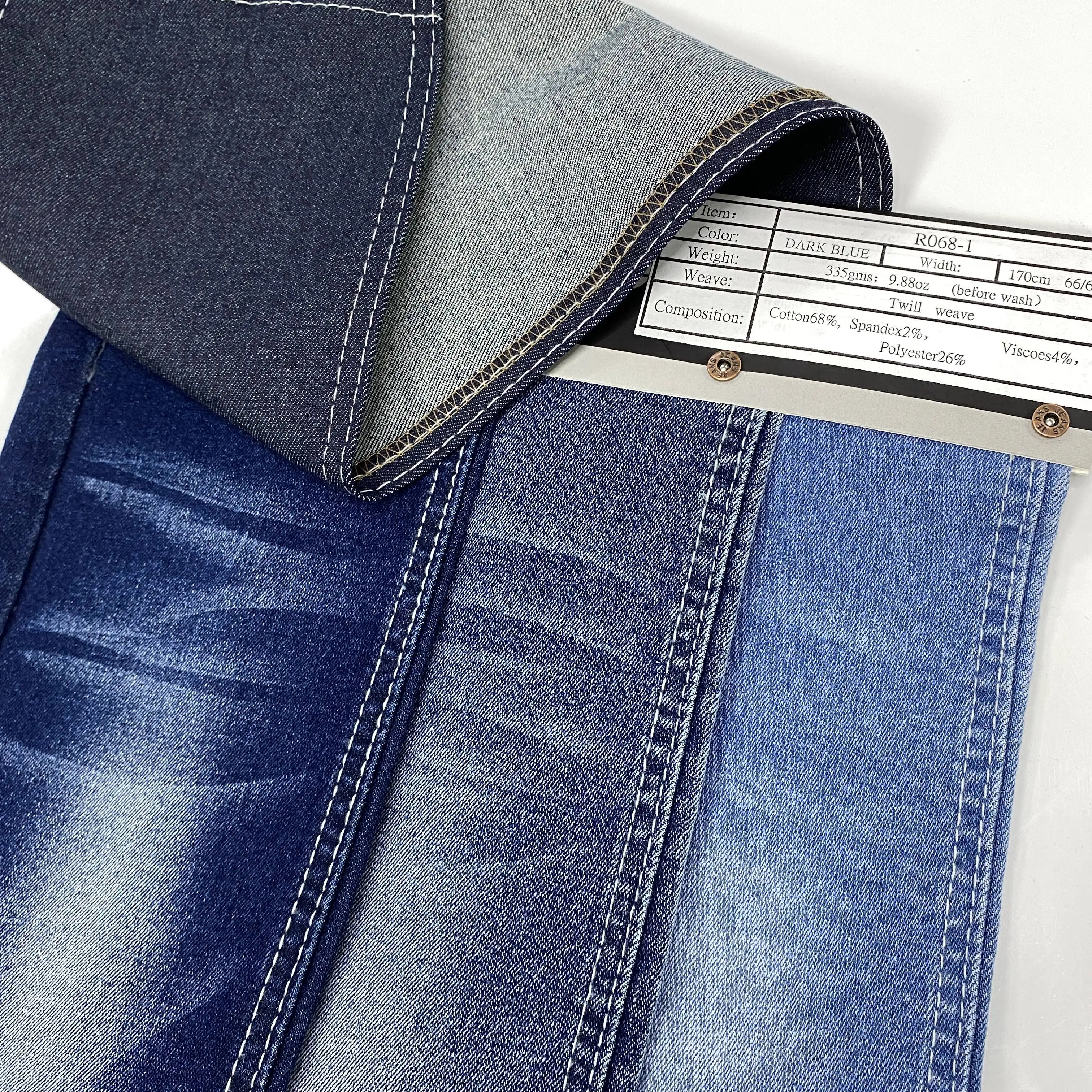 הסיטונאי מחסן לחמניות ארוגים של ג 'ינס כותנה ספנדקס בדים שחור וכחול