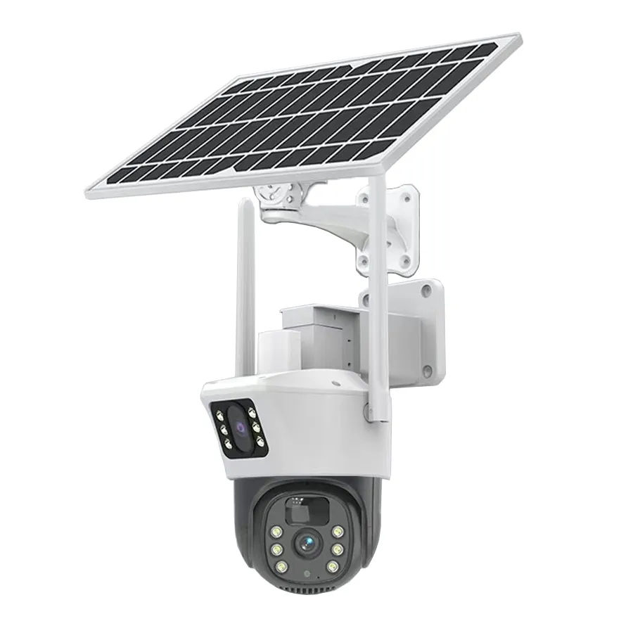 4g Wifi двойной объектив Ptz 10x зум панель безопасности Пуля Беспроводная Солнечная камера для фермы