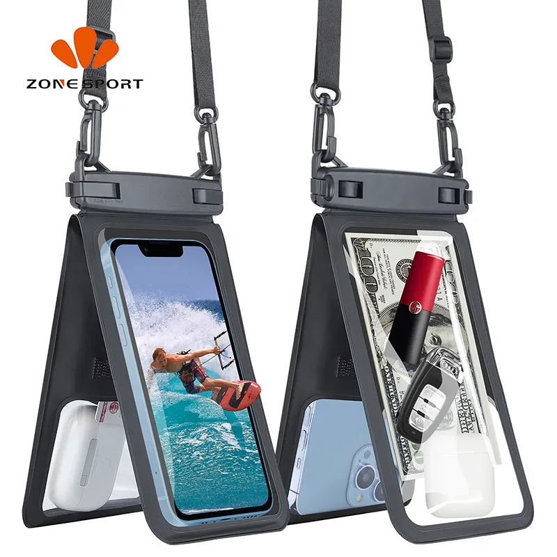 Tas selempang ponsel Universal, tas selempang ganda 7.5 inci tahan air untuk ponsel